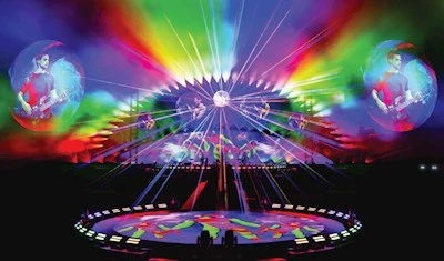 PRG werkte aan de engineering en fabricage van vier opblaasbare LED-sferen voor Coldplay's "Music of the Spheres" wereldtournee.