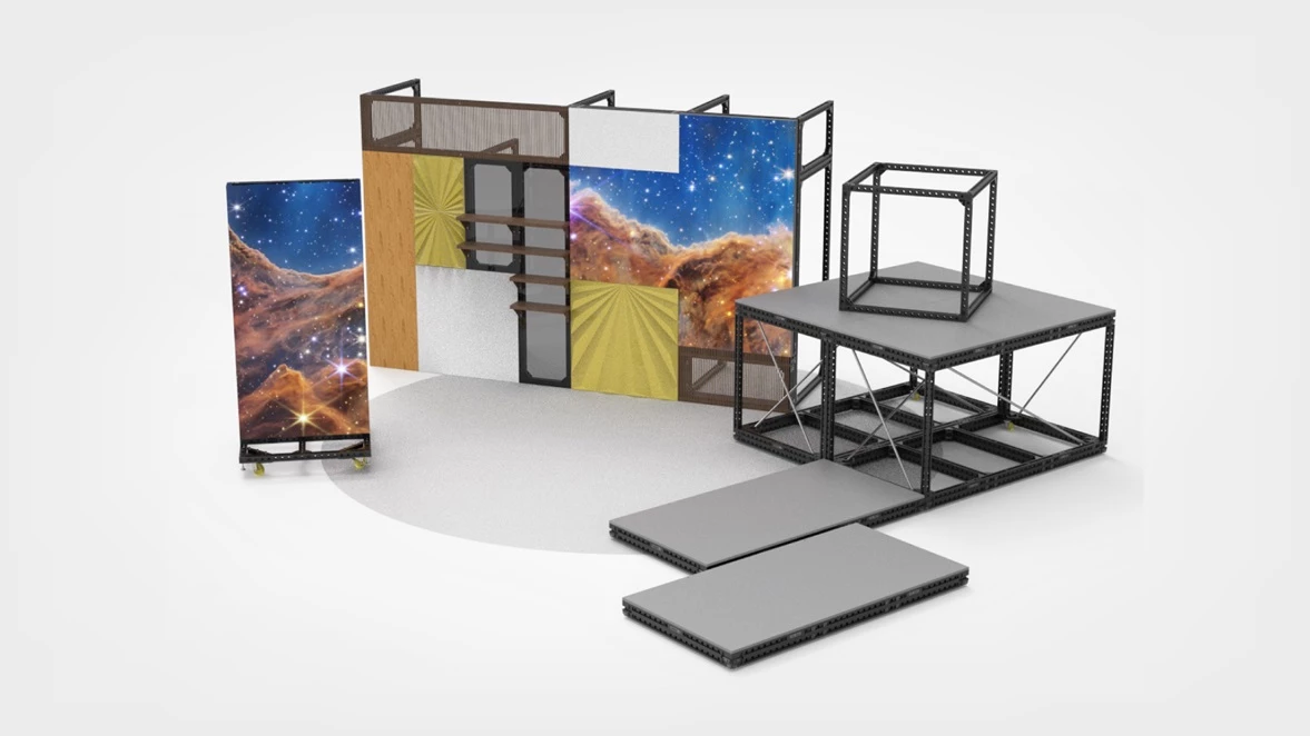 PRG INFINIFORM – a highly configurable, modular scenic design/build system that utilizes in-stock, with universal PRG-fabricated components